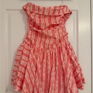 MARBLE Strapless Pink and White Dress